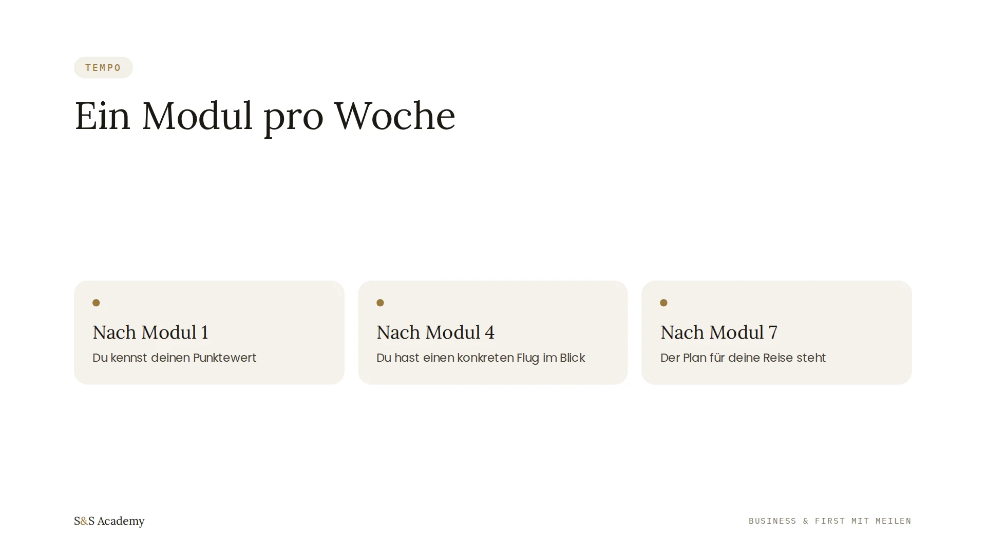 Ein Modul pro Woche