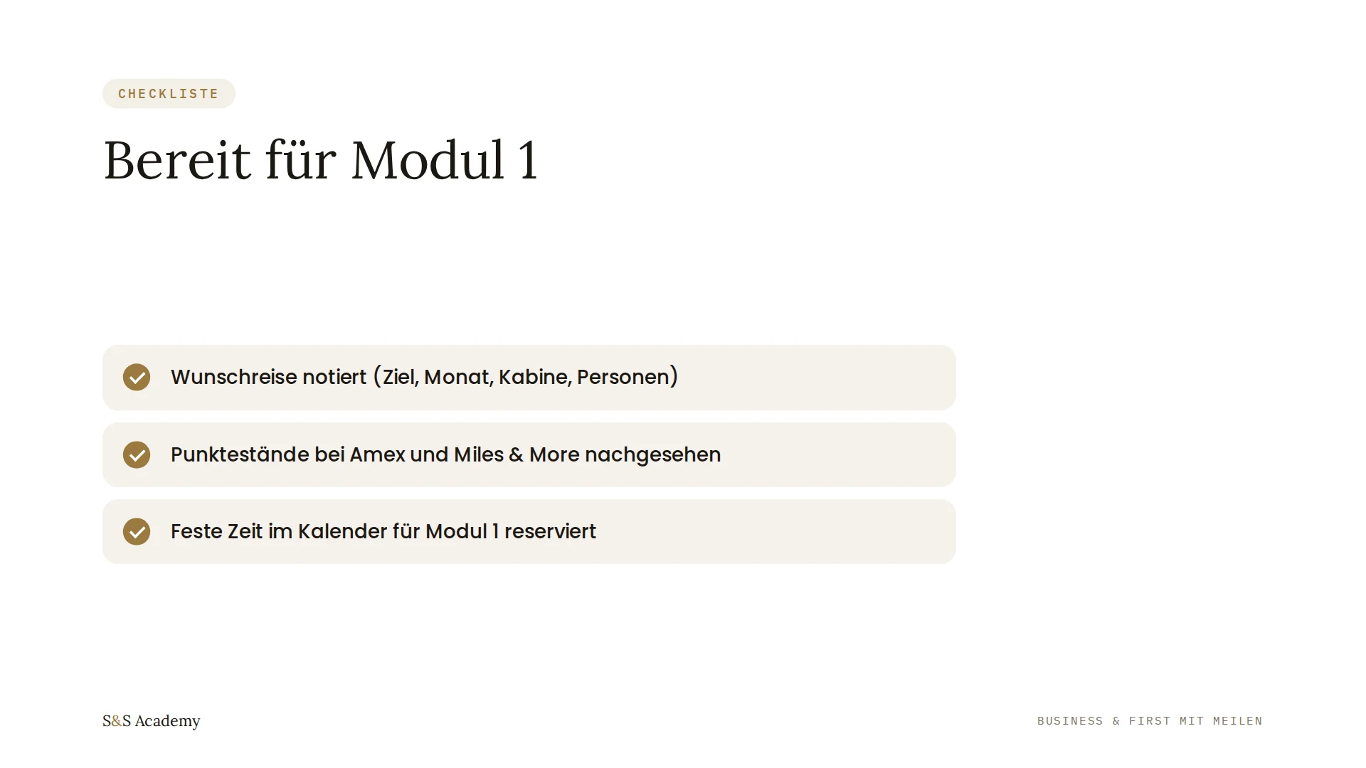 Bereit für Modul 1