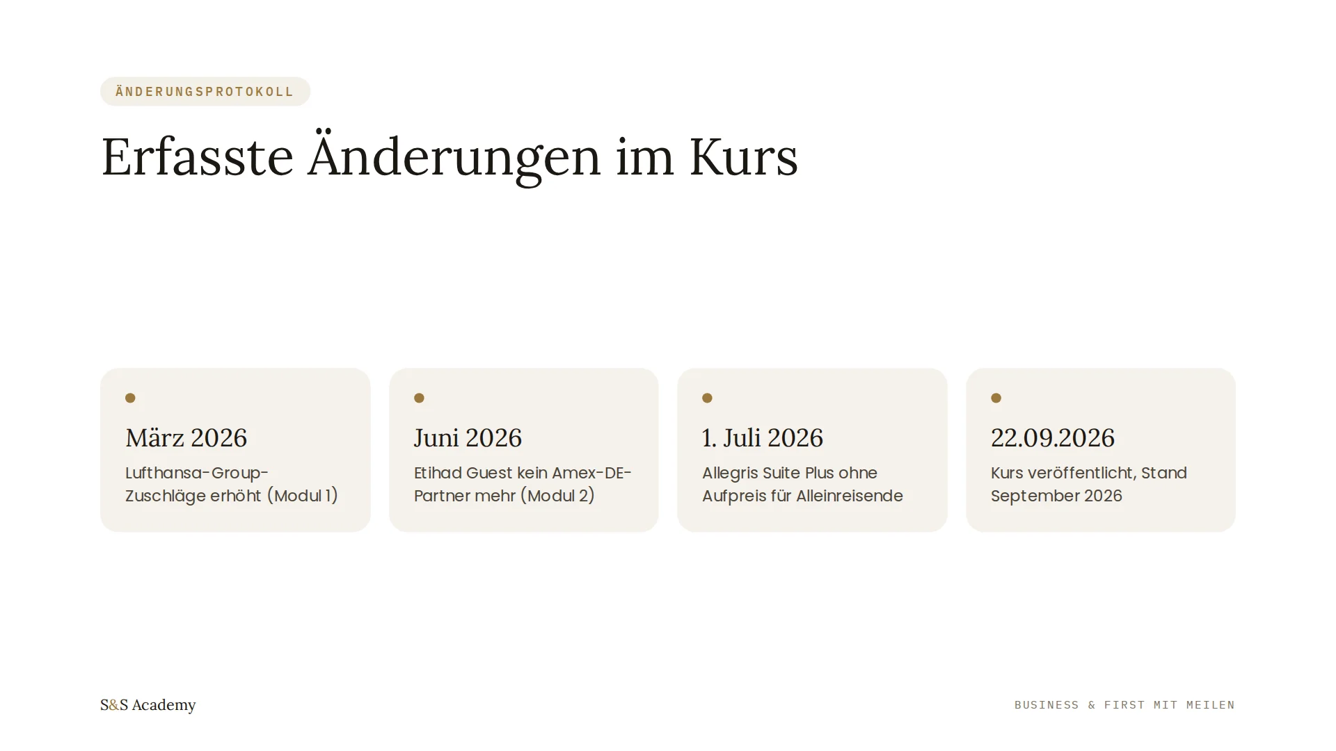 Erfasste Änderungen im Kurs