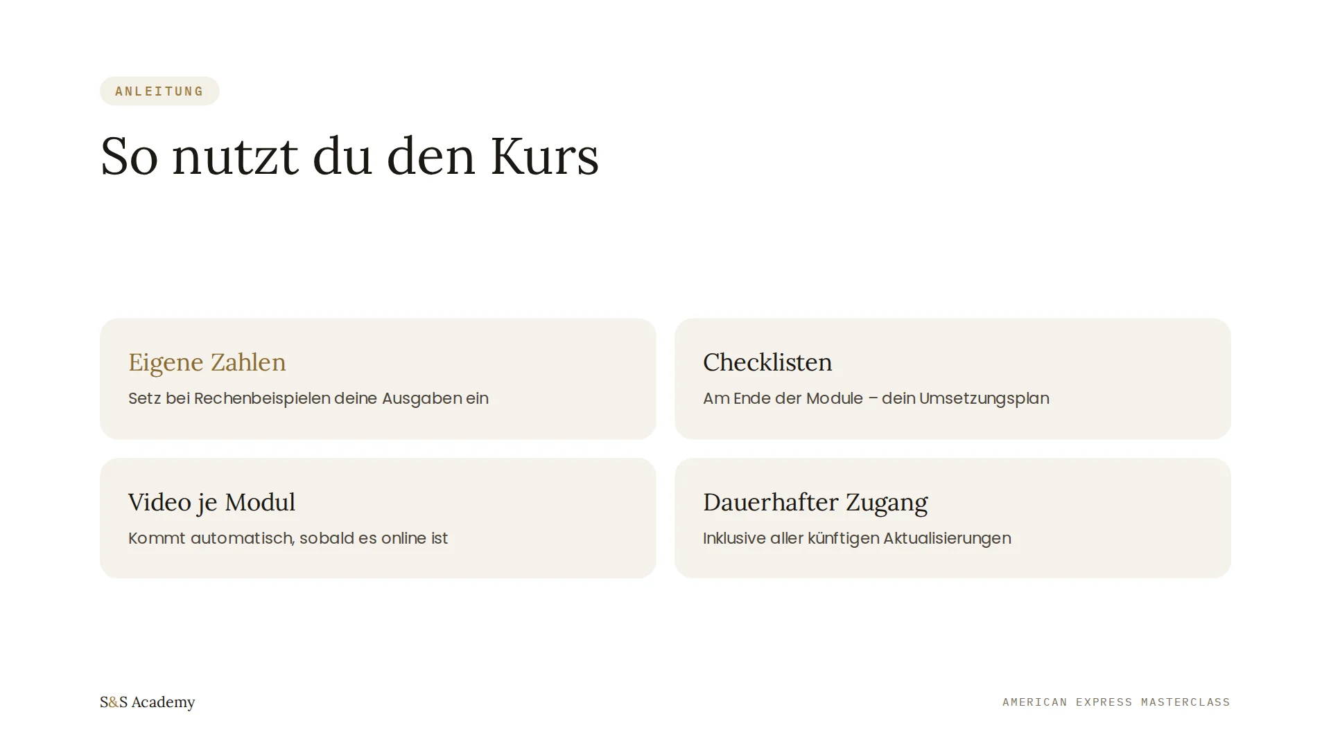 So nutzt du den Kurs