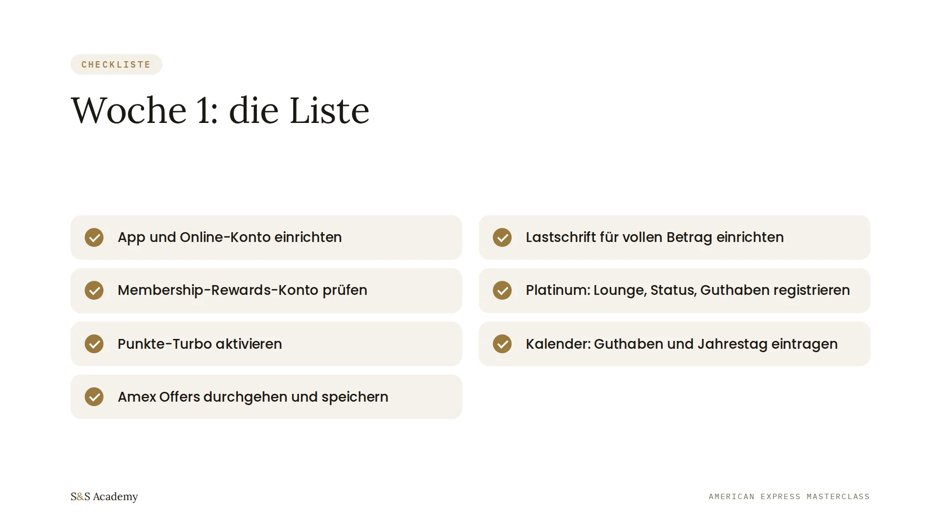 Woche 1: die Liste