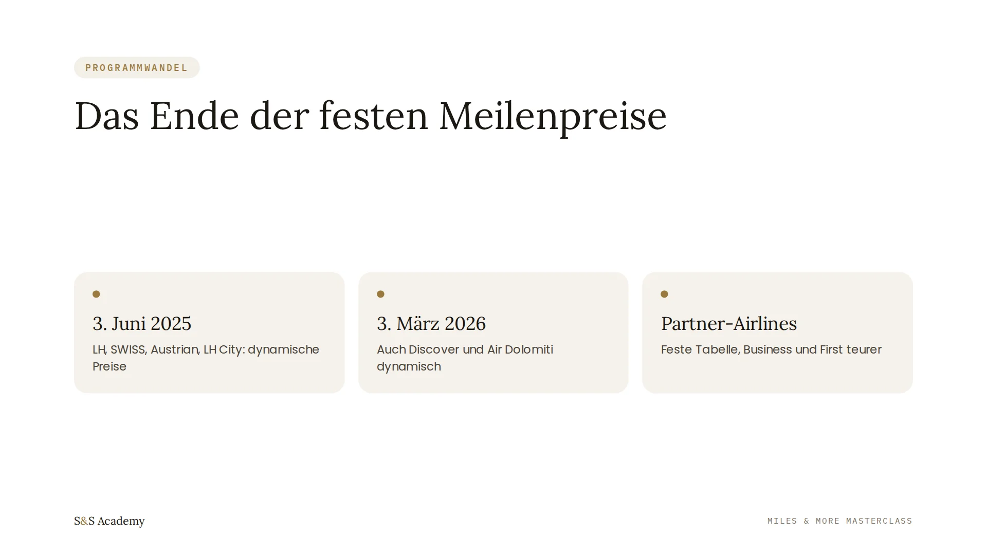 Das Ende der festen Meilenpreise