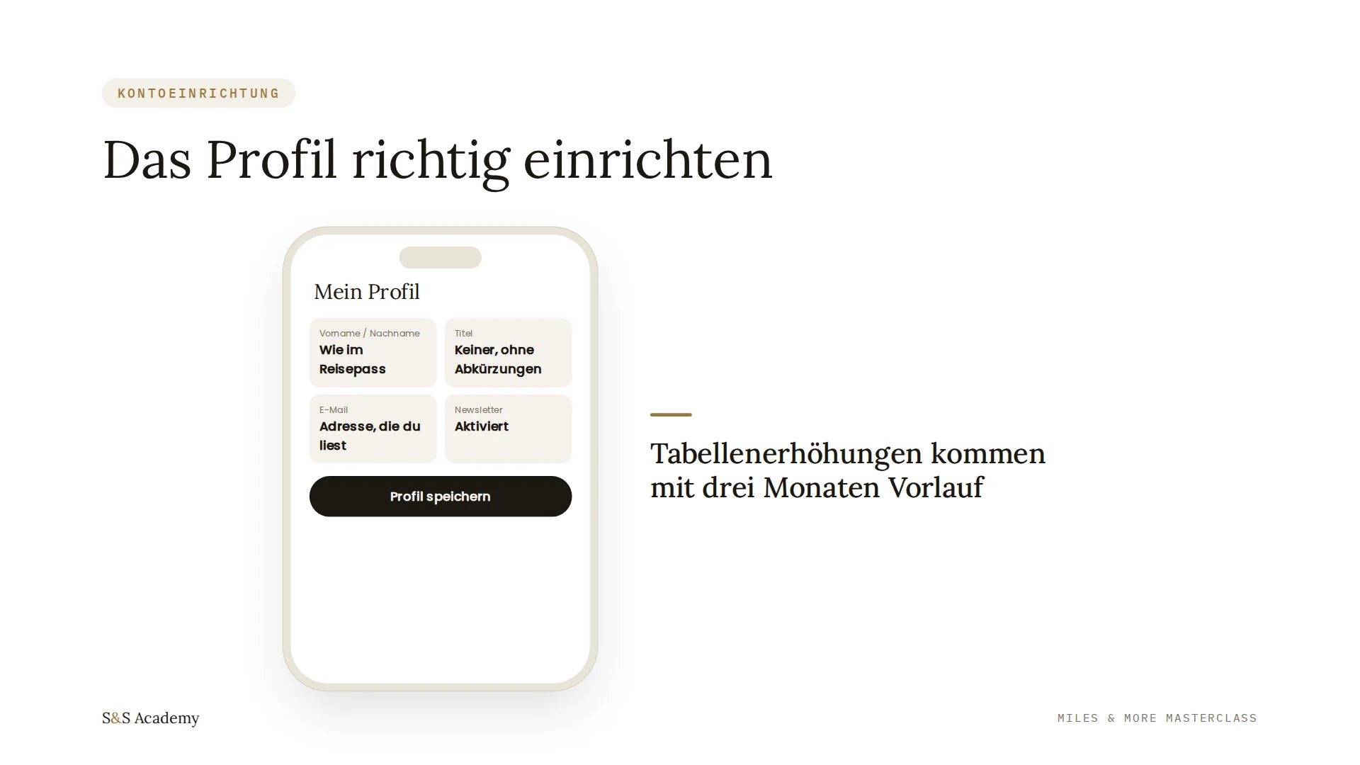 Das Profil richtig einrichten
