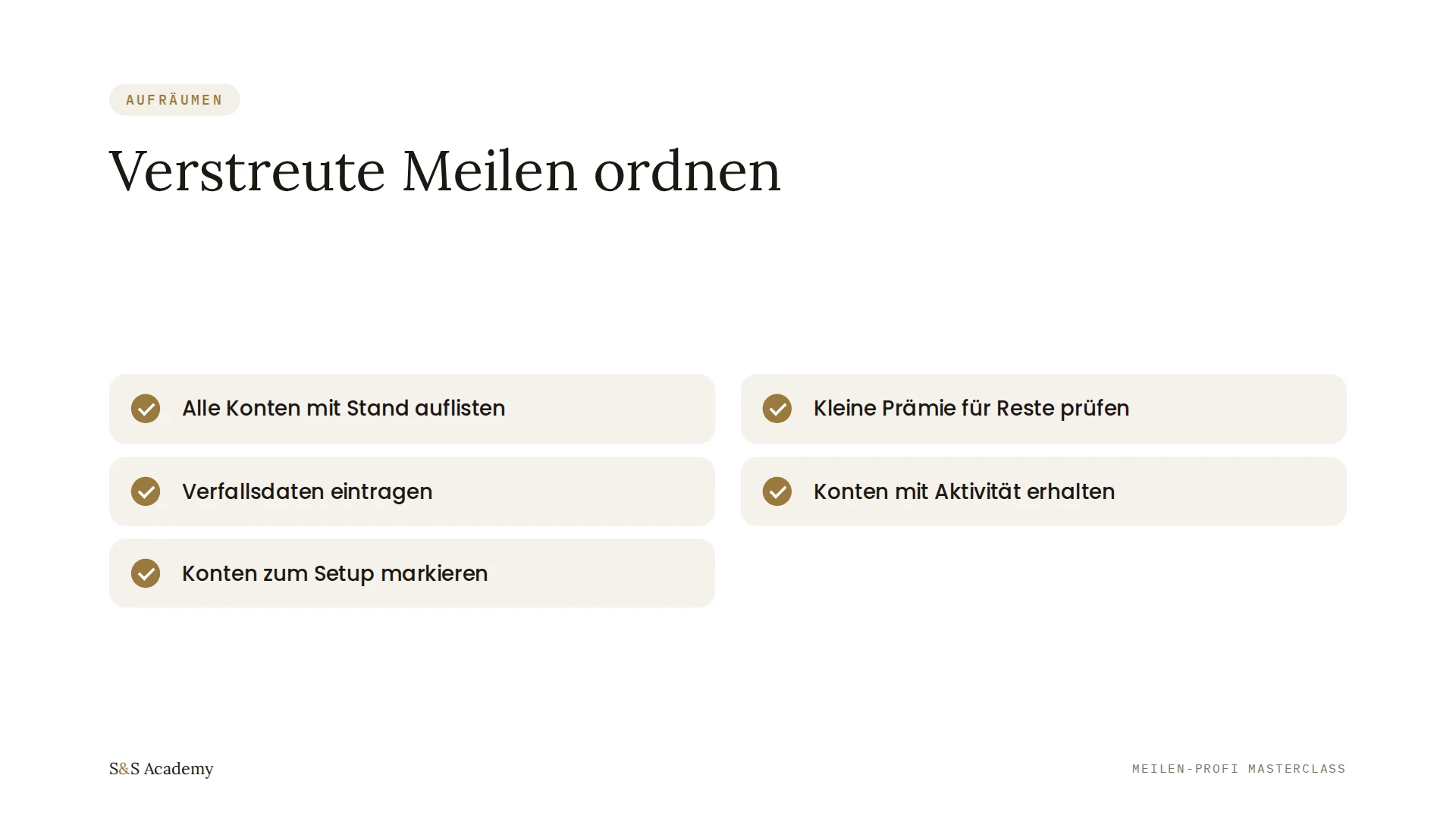Verstreute Meilen ordnen